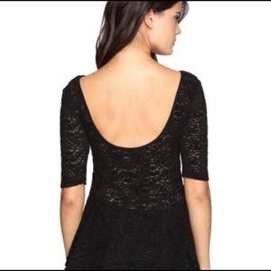 Free People Black Lace Peplum Top